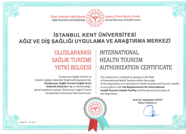 International Health Tourism Authorization Certificate